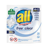All Mighty Pacs Free and Clear Super Concentrated Laundry Detergent, 39/Pack, 6 Packs/Carton