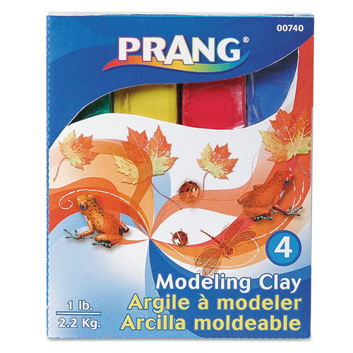 Prang Modeling Clay Assortment, 0.25 lb Each, Blue, Green, Red, Yellow, 1 lb
