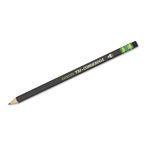 Dixon Tri-Conderoga Pencil with Microban Protection, HB (#2), Black Lead, Black Barrel, Dozen