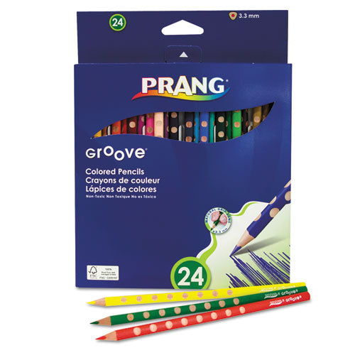 Prang Groove Colored Pencils, 3.3 mm, 2B (#1), Assorted Lead/Barrel Colors, 24/Pack