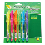 Ticonderoga Emphasis Pocket Style Highlighters, Assorted Ink Colors, Chisel Tip, Assorted Barrel Colors, 6/Set