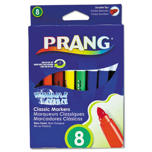 Prang Washable Marker, Broad Bullet Tip, Assorted Colors, 8/Set