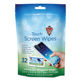 Dust-Off Touch Screen Wipes, 5 x 7.75, Citrus, 32 Individual Foil Packets