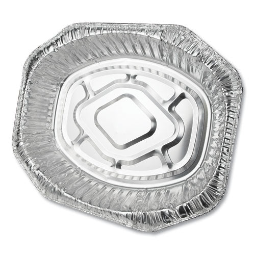 Durable Packaging Aluminum Roaster Pans, Extra-Large Oval, 230 oz, 18.5 x 14 x 3.38, Silver, 50/Carton