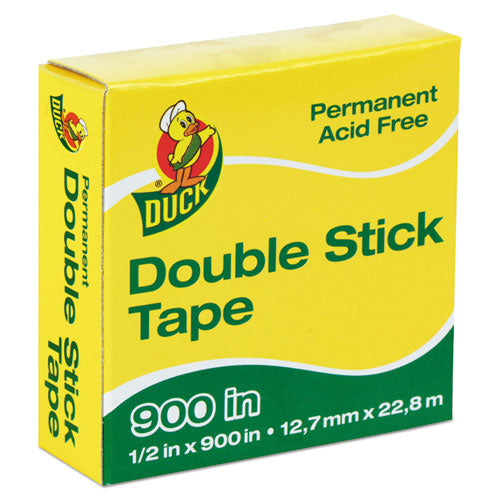 Duck Permanent Double-Stick Tape, 1" Core, 0.5" x 75 ft, Clear