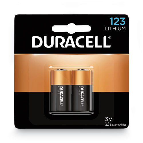 Duracell Specialty High-Power Lithium Battery, 123, 3 V, 2/Pack