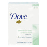 Dove Sensitive Skin Bath Bar, Unscented, 4.5 oz Bar, 8 Bars/Pack, 9 Packs/Carton