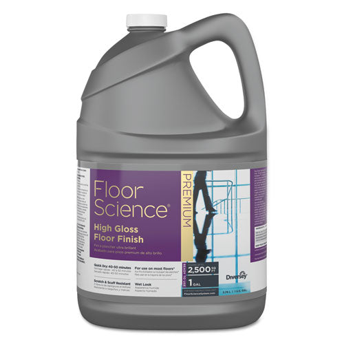 Diversey Floor Science Premium High Gloss Floor Finish, Clear Scent, 1 gal Container,4/CT