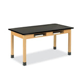 Diversified Woodcrafts Classroom Book Compartment Science Table, 48w x 24d x 30h, Black High Pressure Laminate (HPL) Top, Oak Base