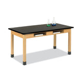 Diversified Woodcrafts Classroom Book Compartment Science Table, 60w x 30d x 30h, Black High Pressure Laminate (HPL) Top, Oak Base
