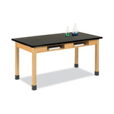 Diversified Woodcrafts Classroom Book Compartment Science Table, 60w x 30d x 36h, Black High Pressure Laminate (HPL) Top, Oak Base