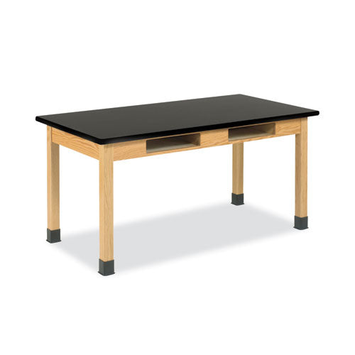Diversified Woodcrafts Classroom Book Compartment Science Table. 54w x 24d x 30h, Black ChemGuard High Pressure Laminate (HPL) Top, Oak Base