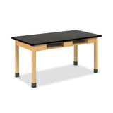 Diversified Woodcrafts Classroom Book Compartment Science Table, 54w x 24d x 30h, Black Phenolic Resin Top, Oak Base