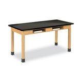Diversified Woodcrafts Classroom Book Compartment Science Table, 60w x 24d x 30h, Black Phenolic Resin Top, Oak Base