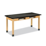Diversified Woodcrafts Classroom Book Compartment Science Table, 60w x 24d x 30h, Black Epoxy Resin Top, Oak Base