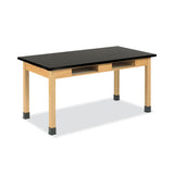 Diversified Woodcrafts Classroom Book Compartment Science Table, 60w x 24d x 30h, Black High Pressure Laminate (HPL) Top, Oak Base