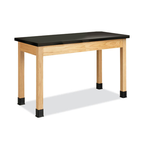 Diversified Woodcrafts Classroom Science Table, 48w x 24d x 30h, Black ChemGuard High Pressure Laminate (HPL) Top, Oak Base