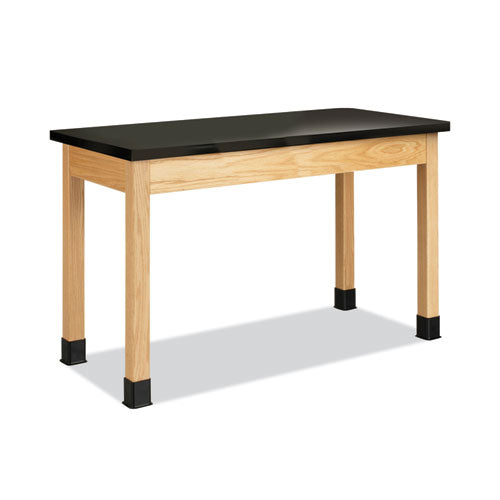 Diversified Woodcrafts Classroom Science Table, 48w x 24d x 30h, Black Epoxy Resin Top, Oak Base