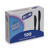 Dixie Plastic Tableware, Heavy Mediumweight Knives, Black, 100/Box