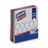 Dixie Plastic Cutlery, Heavyweight Soup Spoons, White, 100/Box