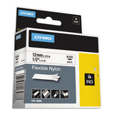 DYMO Rhino Flexible Nylon Industrial Label Tape, 0.5" x 11.5 ft, White/Black Print