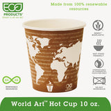 Eco-Products World Art Renewable and Compostable Hot Cups Convenience Pack, 10 oz, 50/Pack