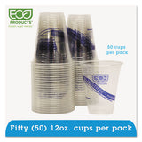 Eco-Products BlueStripe 25% Recycled Content Cold Cups Convenience Pack, 12 oz, Clear/Blue, 50/Pack
