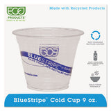 Eco-Products BlueStripe 25% Recycled Content Cold Cups, 9 oz, Clear/Blue, 50/Pack, 20 Packs/Carton