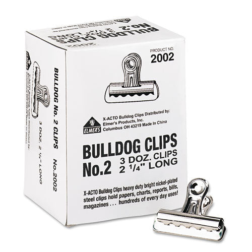 X-ACTO Bulldog Clips, Medium, Nickel-Plated, 36/Box