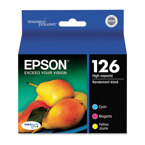 Epson T126520-S (126) DURABrite Ultra High-Yield Ink, Cyan/Magenta/Yellow, 3/Pack