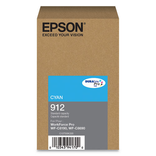 Epson T912220 (912) DURABrite Pro Ink, 1700 Page-Yield, Cyan