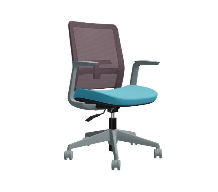 Global Factor – Smart and Chic Eggplant Mesh Synchro-Tilter Mid-Back Chair in Plush Fabric, Perfect for your State-of-the-Art Office, Home and Business.