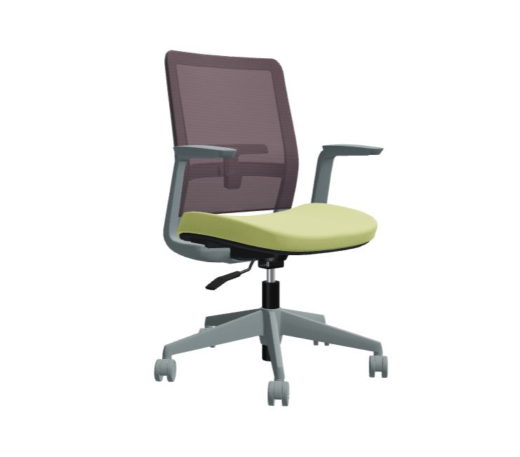 Global Factor – Smart and Chic Eggplant Mesh Synchro-Tilter Mid-Back Chair in Plush Fabric, Perfect for your State-of-the-Art Office, Home and Business.