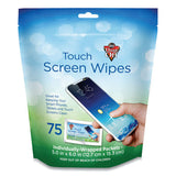 Dust-Off Touch Screen Wipes, 5 x 7.75, Citrus, 75 Individual Foil Packets