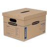 Bankers Box SmoothMove Classic Moving and Storage Boxes, Small, Half Slotted Container (HSC), 15 x 12 x 10, Brown Kraft/Blue, 10/Carton