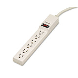 Fellowes Six-Outlet Power Strip, 120V, 4 ft Cord, 1.88 x 10.88 x 1.63, Platinum
