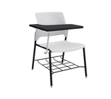 Global Stream – Fun and Functional Armless Classroom Chair in Vivid Black Polypropylene Seat & Back with Backpack Rack and Tablet