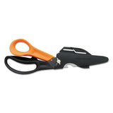 Fiskars Cuts+More Scissors, 9" Long, 3.5" Cut Length, Black/Orange Offset Handle
