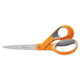 Fiskars Home and Office Scissors, 8" Long, 3.5" Cut Length, Orange/Gray Offset Handle
