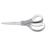 Fiskars Contoured Performance Scissors, 8" Long, 3.13" Cut Length, Gray Straight Handle