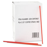 GEN Coffee Stirrer, 5.25", Plastic, Red/White, 1,000/Box, 10 Boxes/Carton