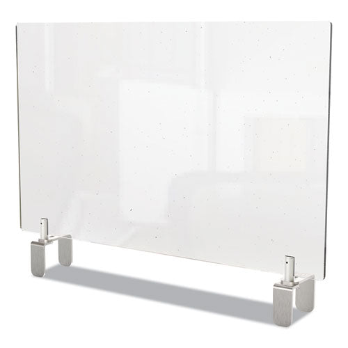 Ghent Clear Partition Extender with Attached Clamp, 42 x 3.88 x 30, Thermoplastic Sheeting