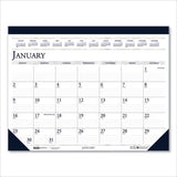 House of Doolittle Recycled Two-Color Perforated Monthly Desk Pad Calendar, 18.5 x 13, Blue Binding/Corners, 12-Month (Jan-Dec): 2022