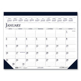 House of Doolittle Recycled Two-Color Perforated Monthly Desk Pad Calendar, 22 x 17, Blue Binding/Corners, 12-Month (Jan-Dec): 2022