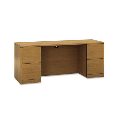 HON 10500 Series Kneespace Credenza With Full-Height Pedestals, 72w x 24d, Harvest