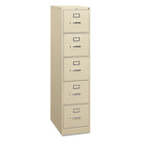 HON 310 Series Vertical File, 5 Letter-Size File Drawers, Putty, 15" x 26.5" x 60"