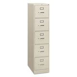 HON 310 Series Vertical File, 5 Letter-Size File Drawers, Light Gray, 15" x 26.5" x 60"