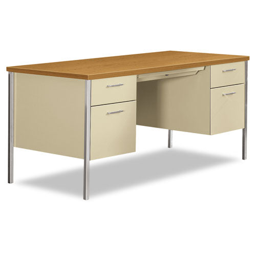 HON 34000 Series Double Pedestal Desk, 60" x 30" x 29.5", Harvest/Putty
