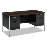 HON 34000 Series Double Pedestal Desk, 60" x 30" x 29.5", Mocha/Black
