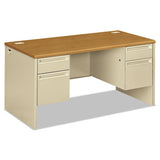 HON 38000 Series Double Pedestal Desk, 60" x 30" x 29.5", Harvest/Putty